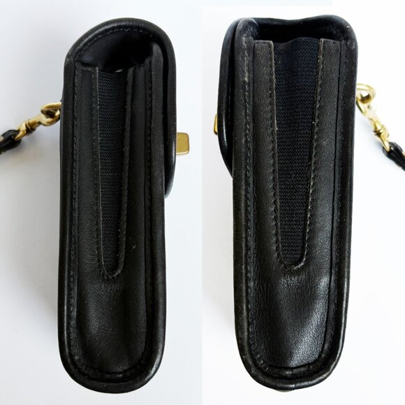 Vintage Coach Cell Phone Holder Black Leather Retro Old Style Turn Lock - Picture 5 of 9